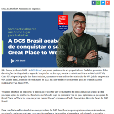 DGS Brasil é certificada como uma ótima empresa para se trabalhar - Cidade no AR